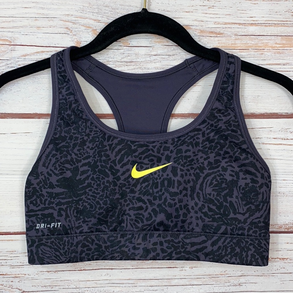 Nike Black Grey Leopard Print Dri-Fit Sports Bra